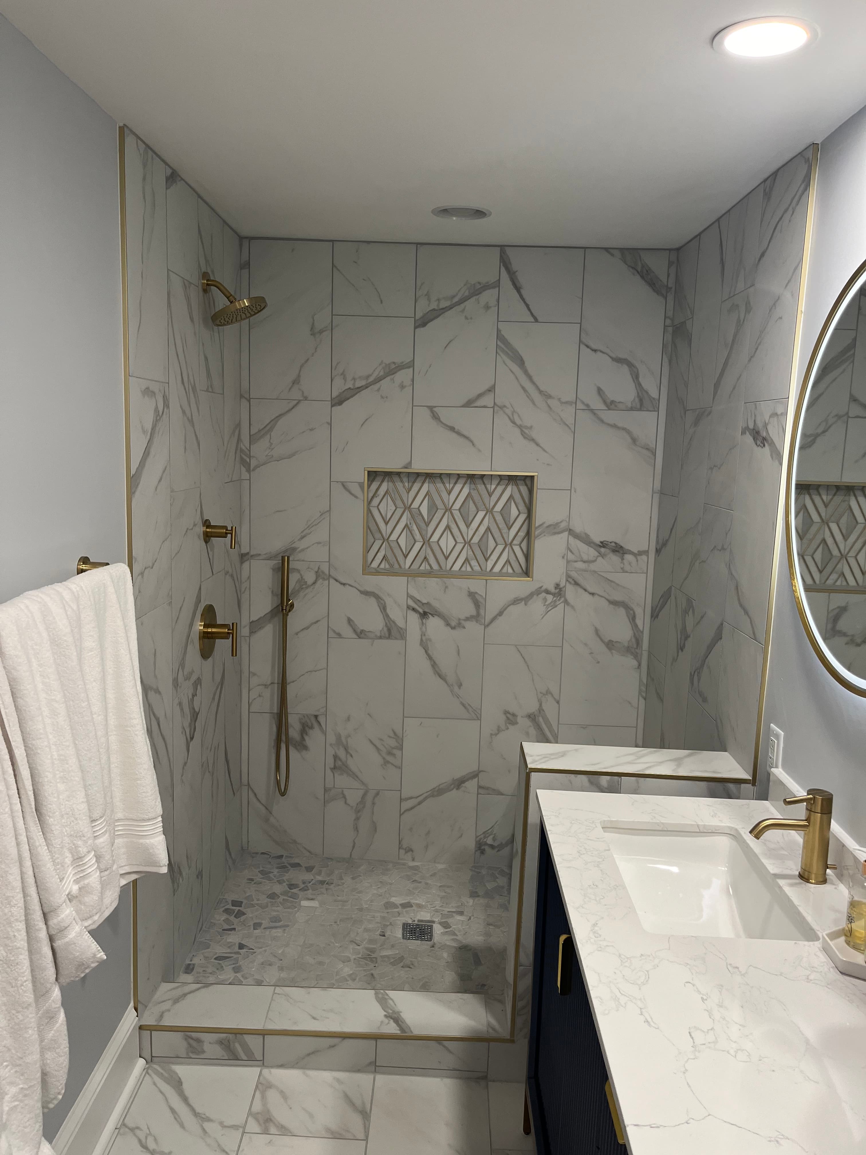 Bathroom renovation project highlighting updated design elements