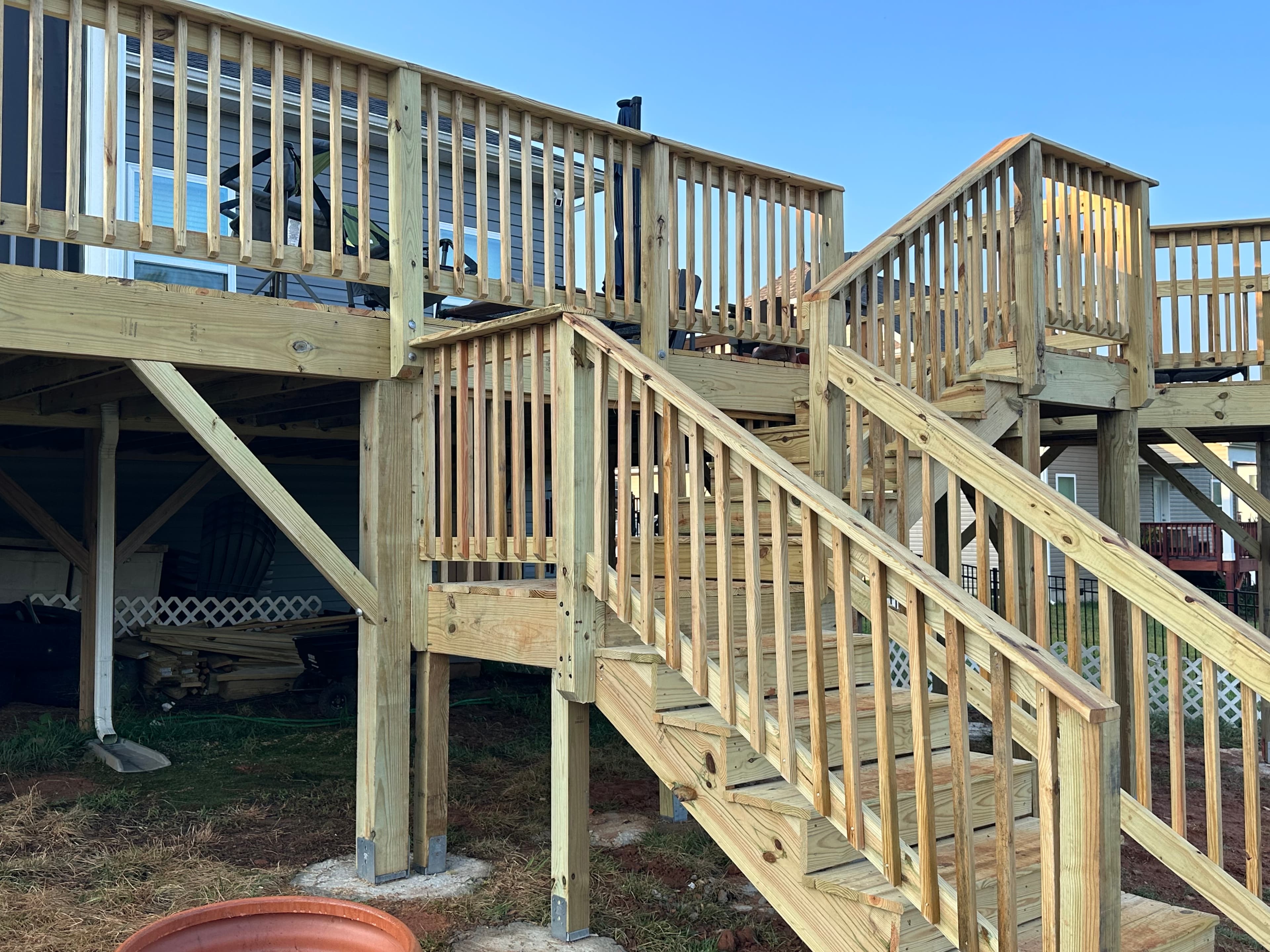 Deck construction project C - view 7 of finished deck construction